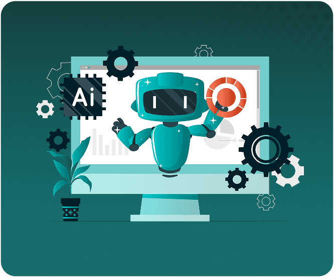 Robot with gears and AI elements