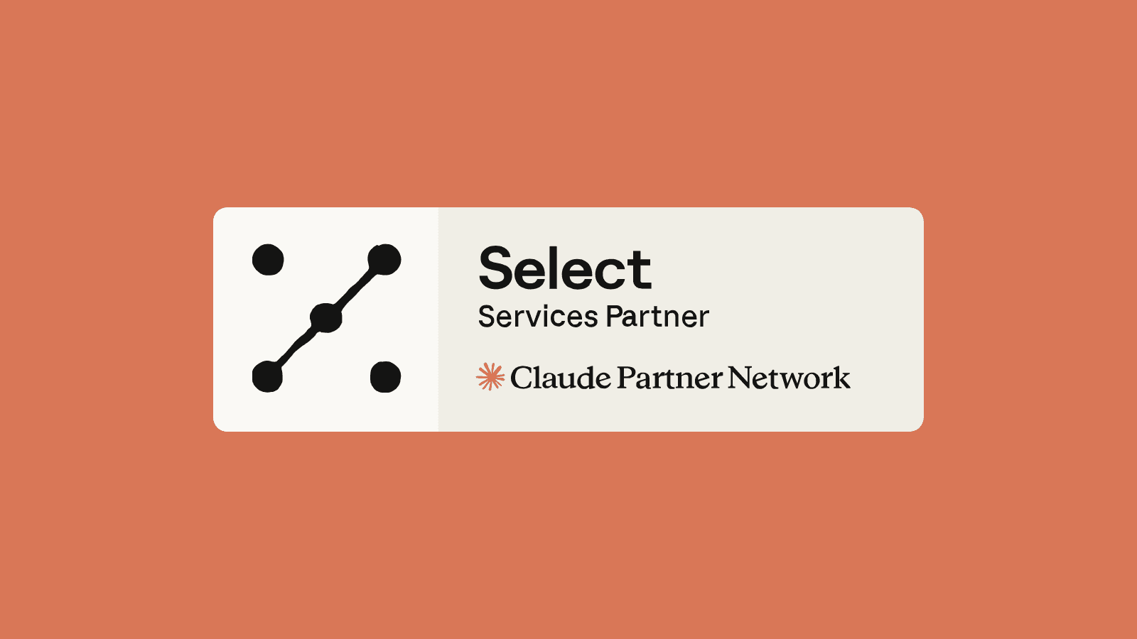 Claude Partner Network badge reading Select Services Partner, centered on an orange background.