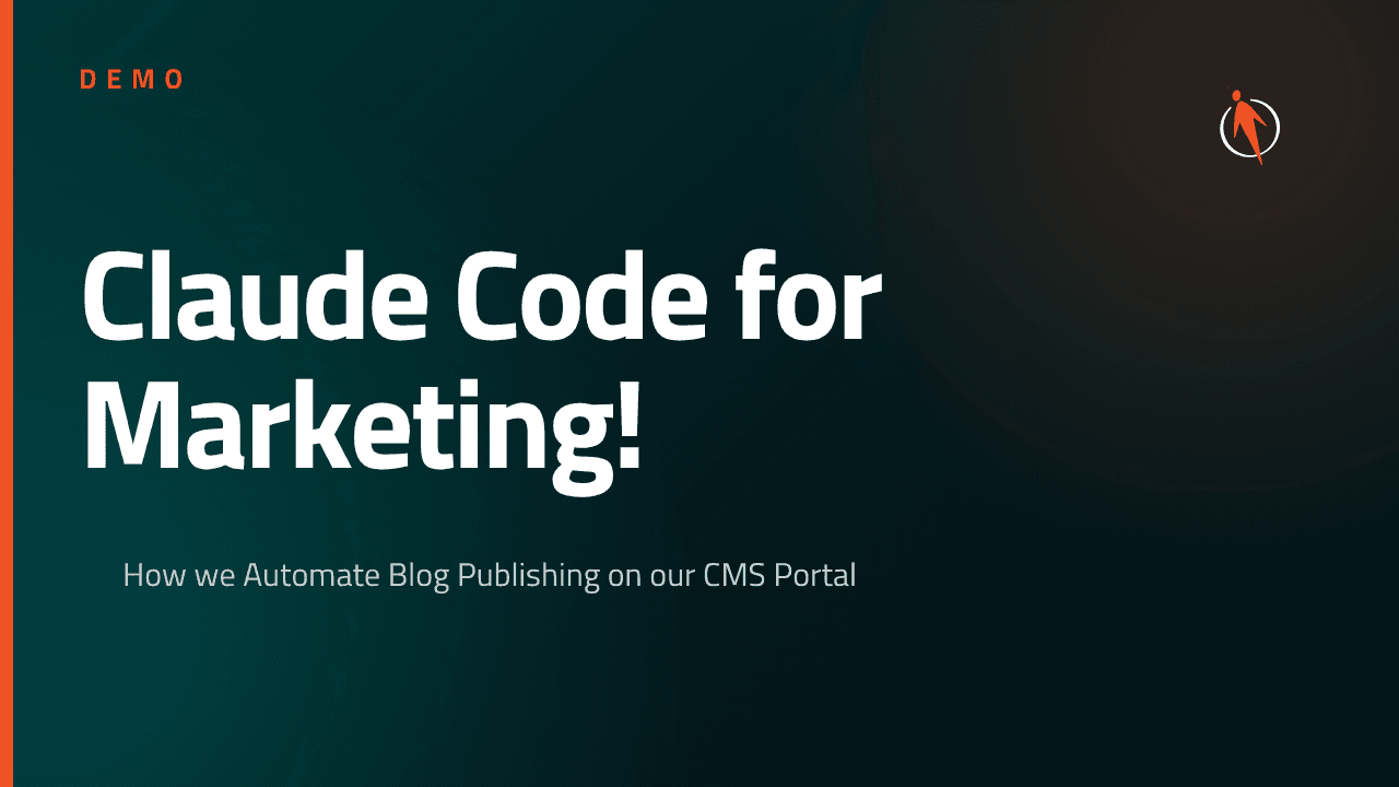 Image displaying Demo "Claude Code for Marketing! with sub title How we Automated Blog Publishing on our CMS Portal