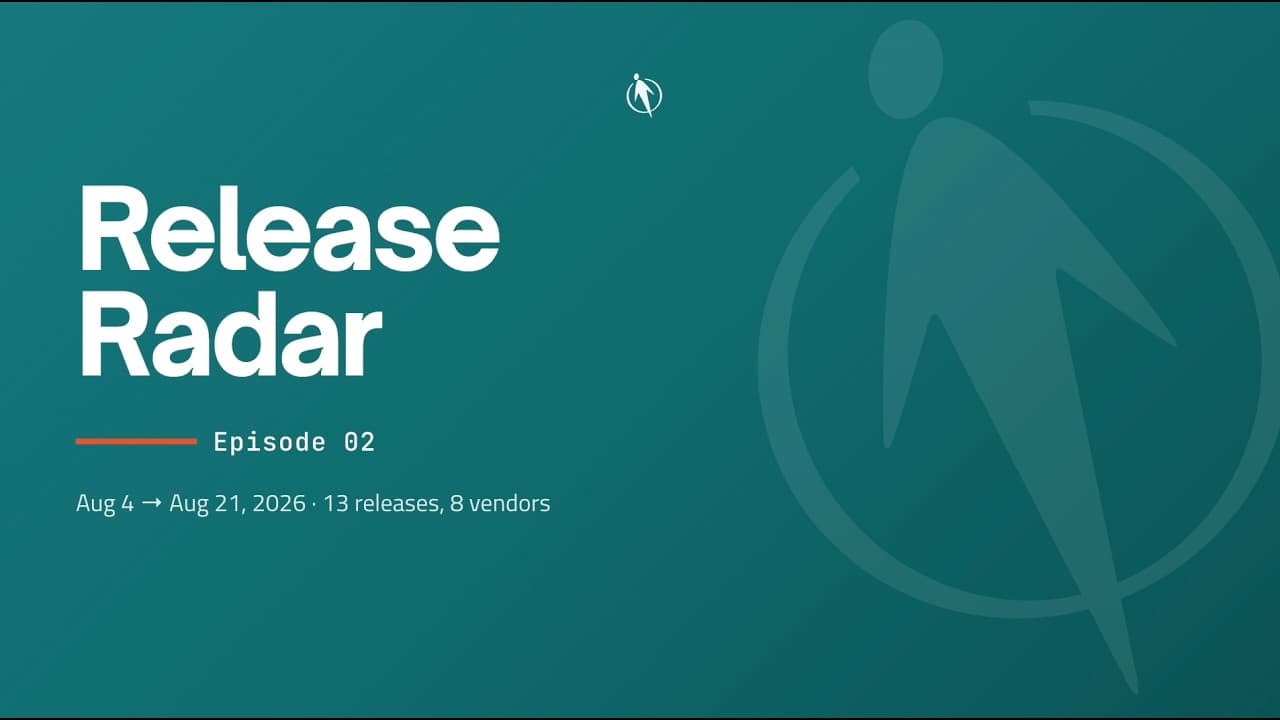 Release Radar Episode 02 title card from Merito, covering August 4 to August 21, 2026, with 13 releases from 8 vendors.